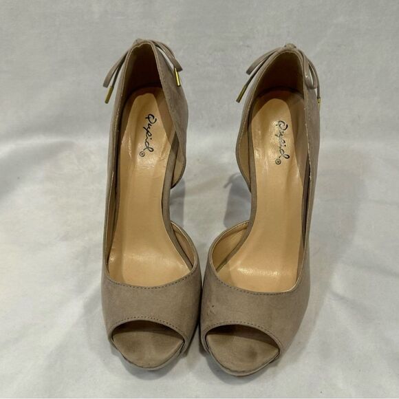Qupid mocha tan lace up bow back 6” heels size 8 - Picture 4 of 5